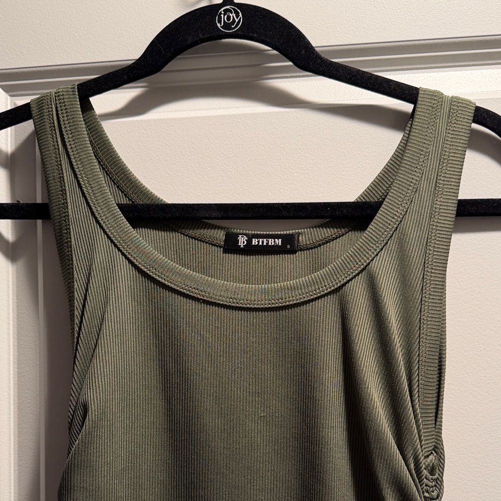 Olive Ruched Mini Dress - Unbranded - Picture 2 of 4